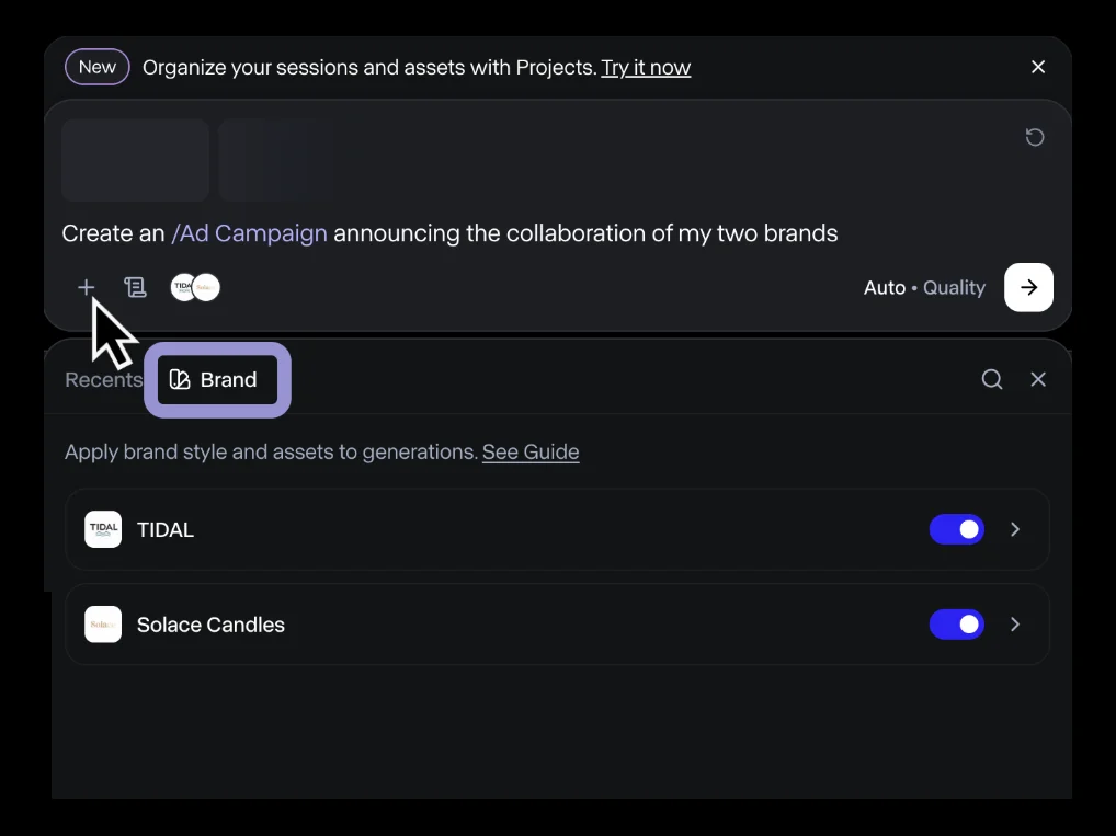 Agent prompt with two brand kits switched on
