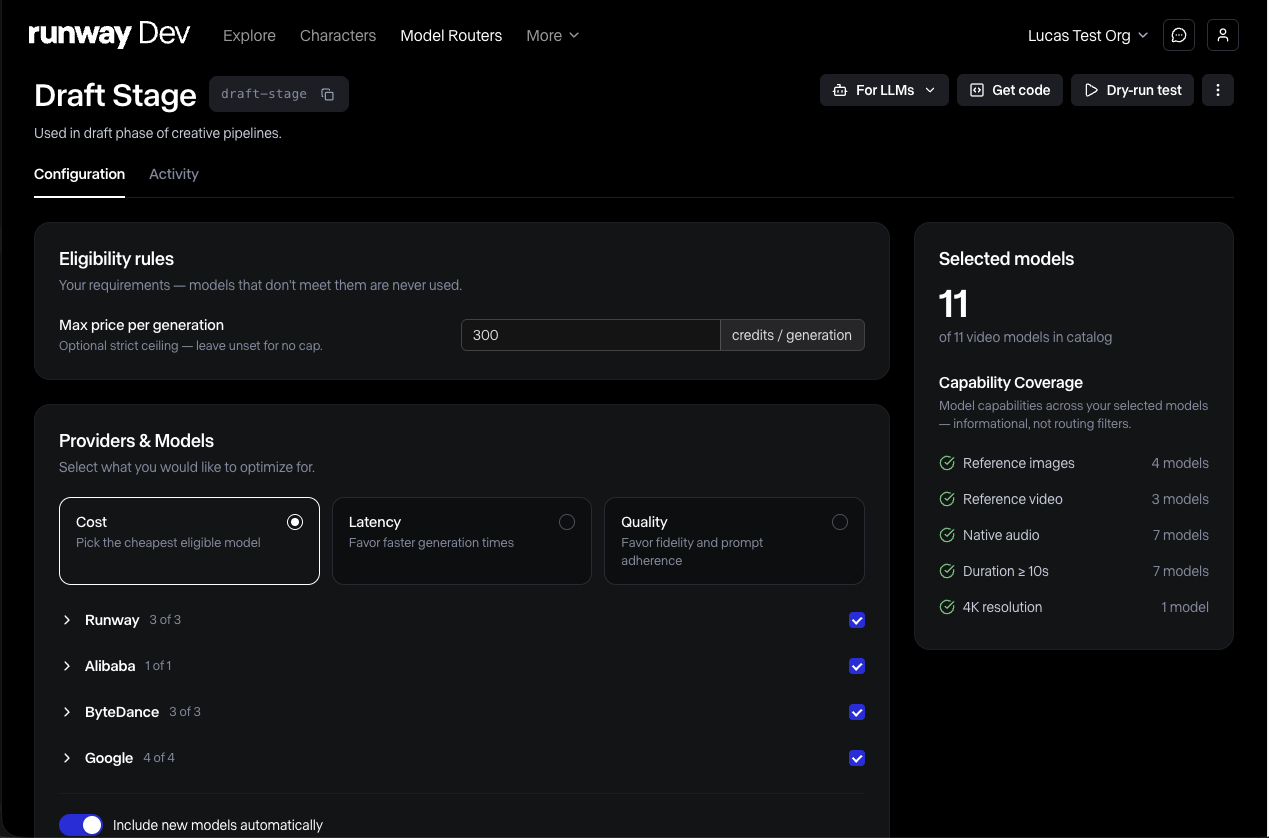 Runway Media Router in Runway Dev